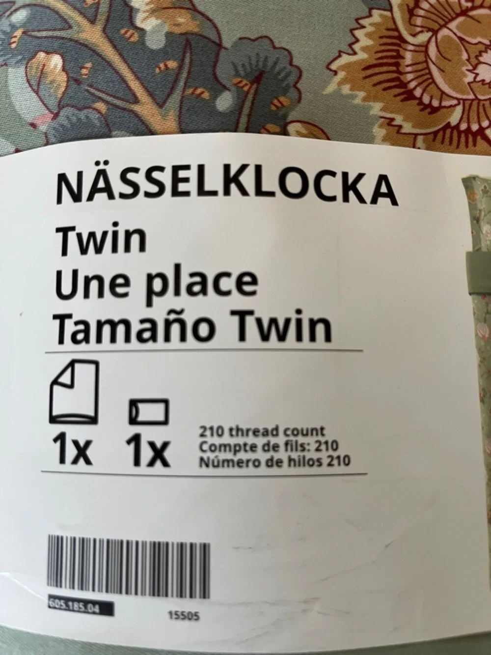 🆕 IKEA NÄSSELKLOCKA Green Floral 210 Thread Count Twin Duvet Cover 2-Pc Set